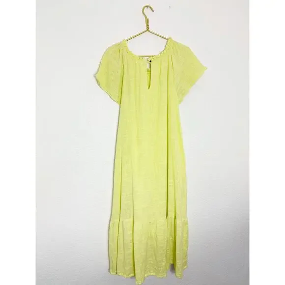 Anthropologie Maeve Selah High-Low Maxi Dress Size Medium Yellow Oversized Boho - Picture 12 of 13